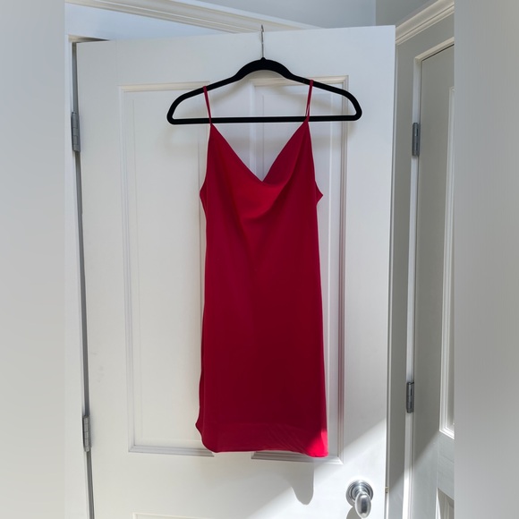 LIKE NEW - Urban Outfitters Mallory Cowl Neck Slip Dress Size Small in Red Berry - Picture 5 of 7
